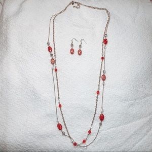 Red Necklace and Earring Set
